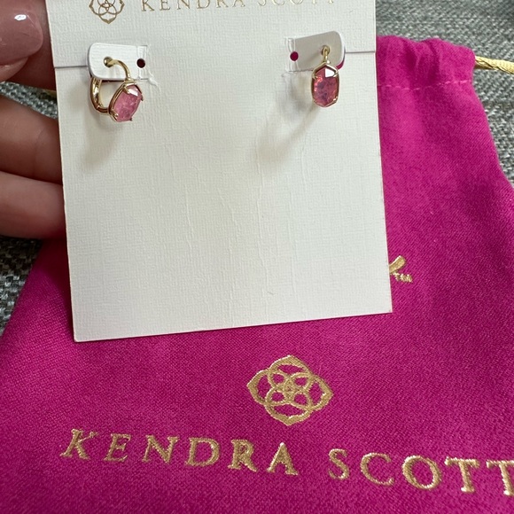 Kendra Scott Jewelry - Kendra Scott Barbie Gold Emilie Huggie Earrings in Barbie Pink Opal